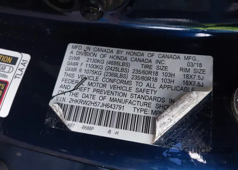 2018 Honda Cr-V Ex from USA, damaged, VIN 2HKRW2H57JH643791